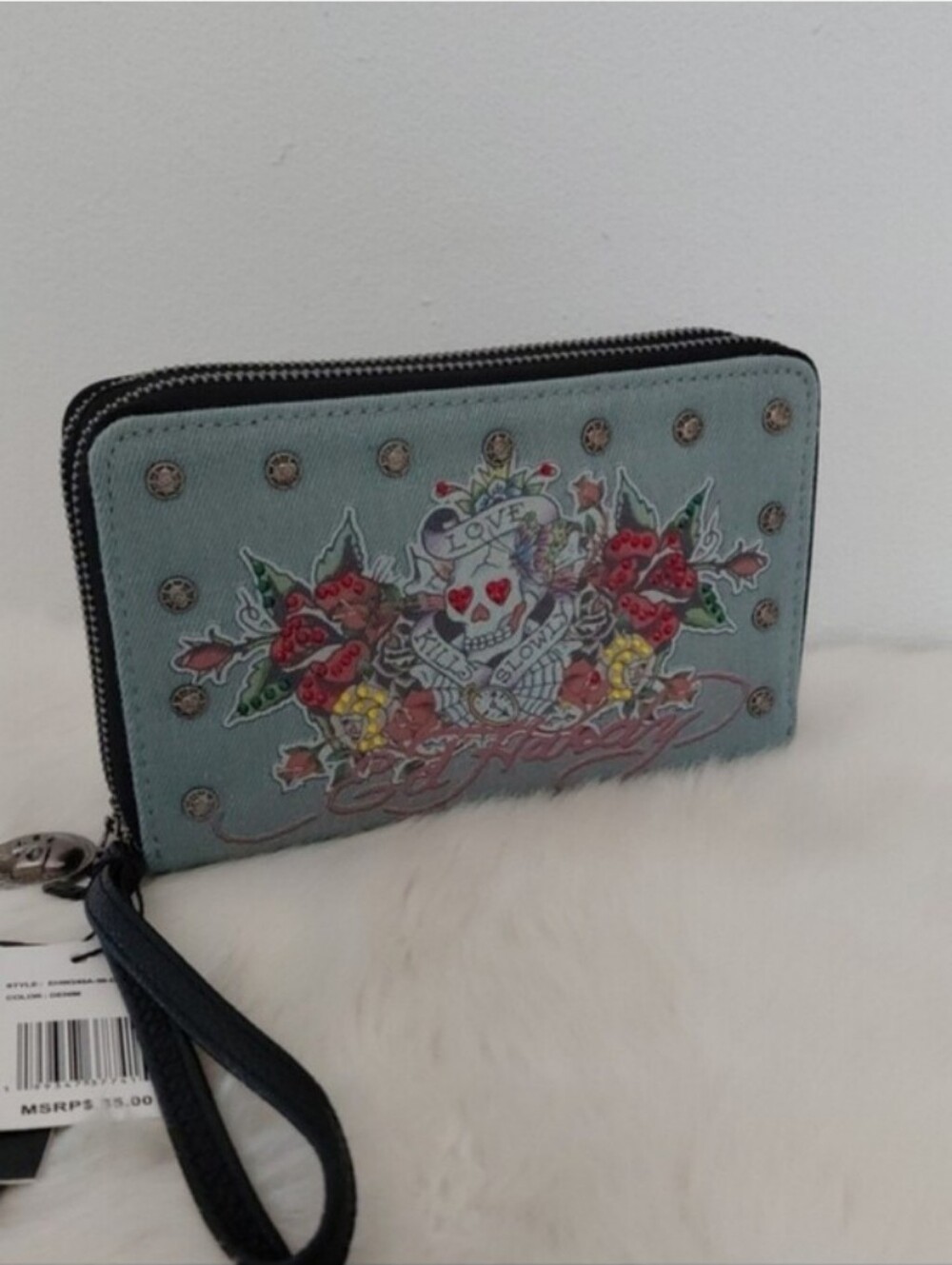 Ed Hardy Denim Wristlet Wallet